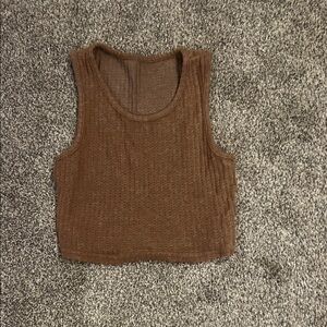 Chic Brown Sleeveless Crop Top